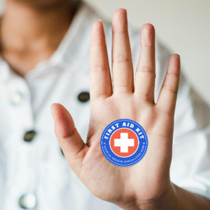 Eenvoudig Modern Rode Kruis Healthcare Blauw Sinaa Ronde Sticker