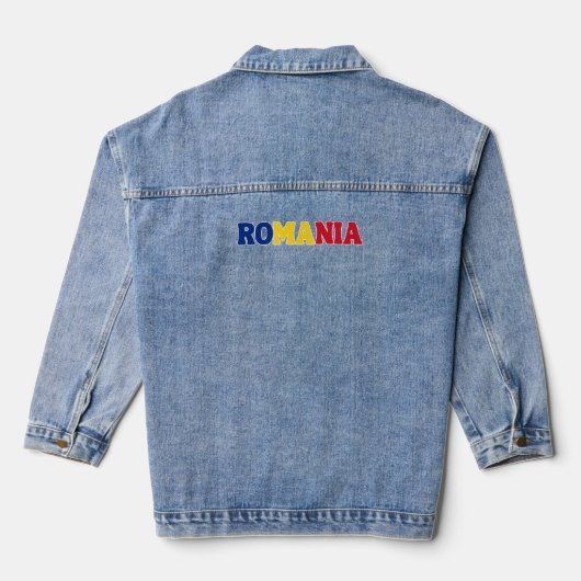 Eenvoudig Modern Roemenië Nationale Vlag Kleding Denim Jacket (Achterkant)