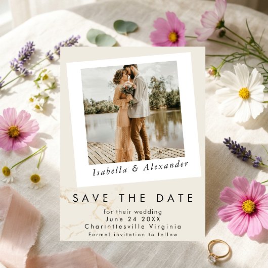 Eenvoudig Modern Romantisch Foto Wilde Bloem Botan Save The Date