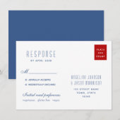 Eenvoudig modern rood en blauw retouradres voor tr (Voorkant / Achterkant)