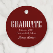 Eenvoudig modern rood foto Afstuderen Bedankjes Labels (Achterkant)