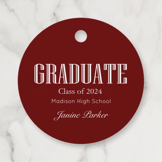 Eenvoudig modern rood foto Afstuderen Bedankjes Labels (Achterkant)