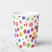 Eenvoudig Modern rood groen Polka dot verjaardagsf Papieren Bekers (Rechts)