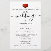 Eenvoudig modern rood harthuwelijk briefpapier (Voorkant)