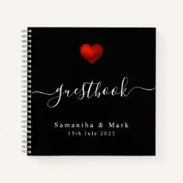 Eenvoudig modern rood harthuwelijk notitieboek