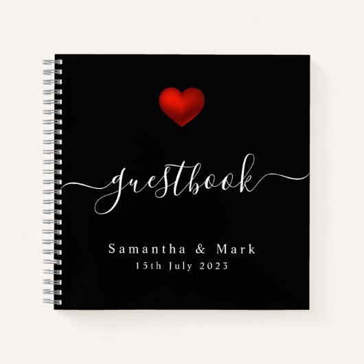 Eenvoudig modern rood harthuwelijk notitieboek (Voorkant)