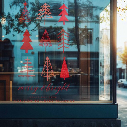 Eenvoudig Modern Rood Kerst Merry & Bright Welkom Raamsticker