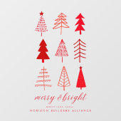 Eenvoudig Modern Rood Kerst Merry & Bright Welkom Raamsticker (Vel)