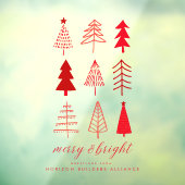Eenvoudig Modern Rood Kerst Merry & Bright Welkom Raamsticker (Vel 3)