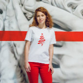 Eenvoudig modern Rood kerstboomfeest T-shirt