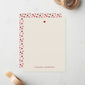 Eenvoudig Modern Rood & Roze Harten Custom Name Notitiekaartje (Voorkant / Achterkant in situ)