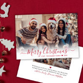 Eenvoudig Modern Rood Script 2 Foto Kerstmis Feestdagenkaart