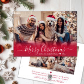 Eenvoudig Modern Rood Script 2 Foto Kerstmis Feestdagenkaart