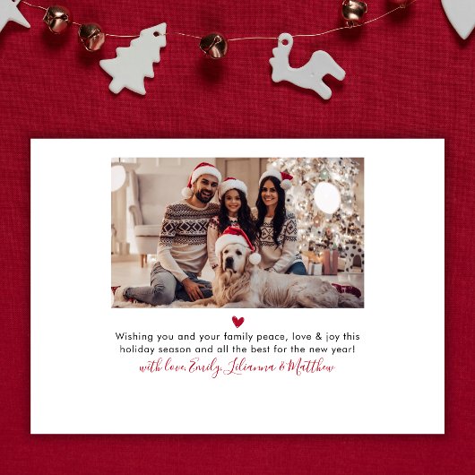 Eenvoudig Modern Rood Script 2 Foto Kerstmis Feestdagenkaart