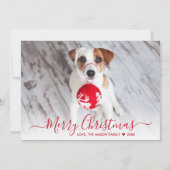 Eenvoudig Modern Rood Script 2 Foto Kerstmis Feestdagenkaart (Voorkant)