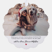 Eenvoudig Modern Rood Script 2 Foto Kerstmis Ornament Kaart (Achterkant)