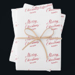 Eenvoudig Modern Rood Script Elegant Christmas Inpakpapier Vel<br><div class="desc">Kute vakantie die papierbladen met moderne typografie en een eenvoudig ontwerp met "prettige kerst" in een elegant rood script en de naam van de ontvanger verpakt. Deze papieren inpakbladen zijn er zeker van dat u een feestelijke aanraking toevoegt aan uw kerstcadeautje.</div>