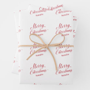 Eenvoudig Modern Rood Script Elegant Christmas Inpakpapier Vel