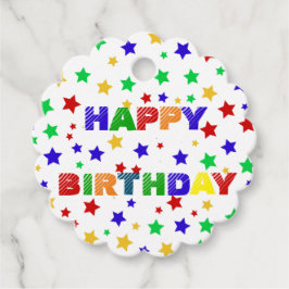 Eenvoudig Modern rood ster kleurrijk verjaardagsfe Bedankjes Labels