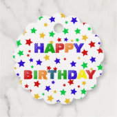 Eenvoudig Modern rood ster kleurrijk verjaardagsfe Bedankjes Labels (Achterkant)