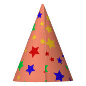 Eenvoudig Modern rood ster kleurrijk verjaardagsfe Feesthoedjes (Achterkant)