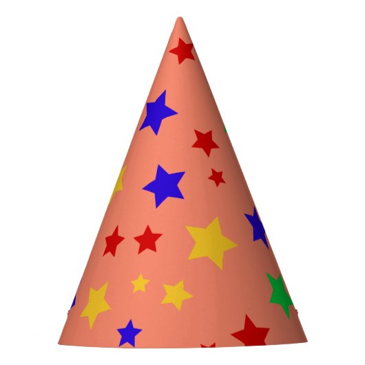 Eenvoudig Modern rood ster kleurrijk verjaardagsfe Feesthoedjes (Voorkant)