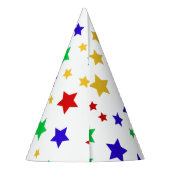 Eenvoudig Modern rood ster kleurrijk verjaardagsfe Feesthoedjes (Achterkant)