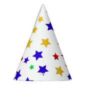 Eenvoudig Modern rood ster kleurrijk verjaardagsfe Feesthoedjes (Links)