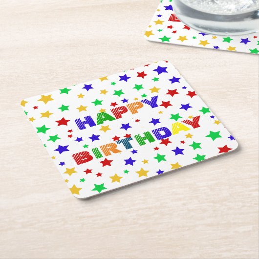 Eenvoudig Modern rood ster kleurrijk verjaardagsfe Kartonnen Onderzetters (Schuin)