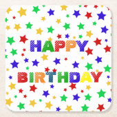 Eenvoudig Modern rood ster kleurrijk verjaardagsfe Kartonnen Onderzetters (Voorkant)