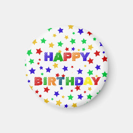 Eenvoudig Modern rood ster kleurrijk verjaardagsfe Magneet