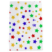 Eenvoudig Modern rood ster kleurrijk verjaardagsfe Medium Cadeauzakje (Achterkant)