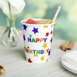 Eenvoudig Modern rood ster kleurrijk verjaardagsfe Papieren Bekers