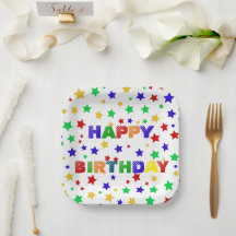 Eenvoudig Modern rood ster kleurrijk verjaardagsfe