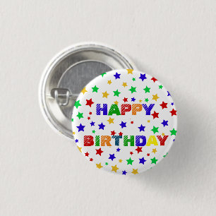 Eenvoudig Modern rood ster kleurrijk verjaardagsfe Ronde Button 3,2 Cm