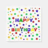 Eenvoudig Modern rood ster kleurrijk verjaardagsfe Servet (Voorkant)