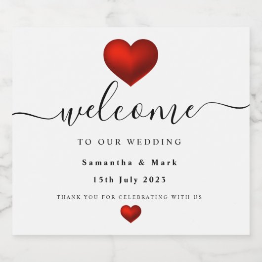 Eenvoudig modern rood wweddenschap sparkling wijnetiket (Enkel label)