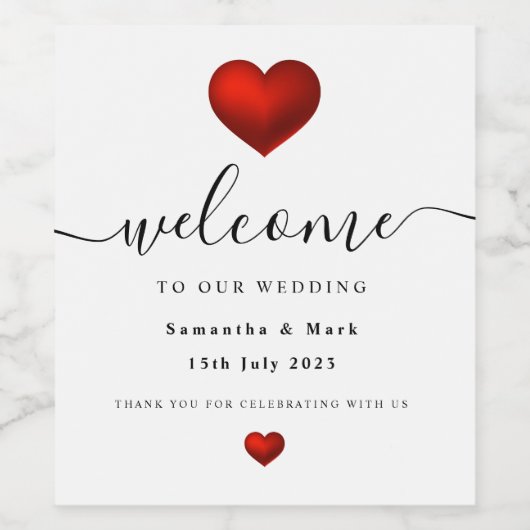 Eenvoudig modern rood wweddenschap wijn etiket (Enkel label)