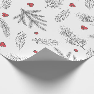 Eenvoudig modern rood, zwart en wit Kerstmis Cadeaupapier