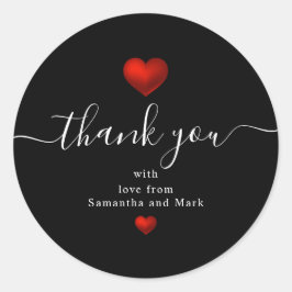 Eenvoudig, modern, rood, zwart hart ronde sticker