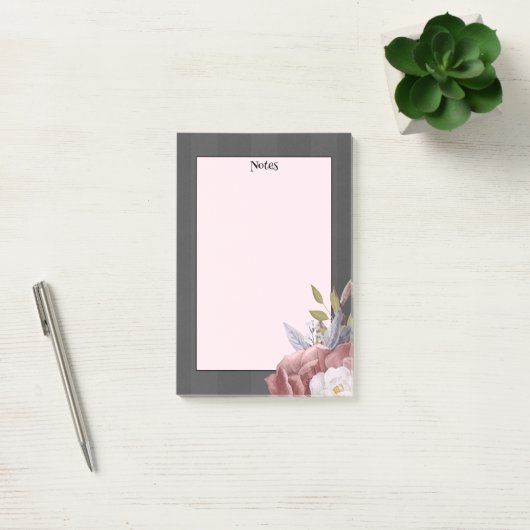 Eenvoudig modern Roos en strepen Post-it® Notes (Kantoor)