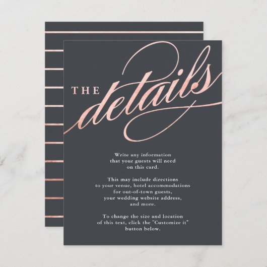 Eenvoudig modern Roos Gold Script Insert Kaarten i (Voorkant / Achterkant)