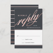 Eenvoudig modern Roos Gold Script Reply Kaarten RSVP Kaartje (Voorkant / Achterkant)