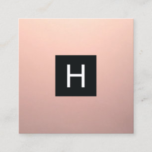 Eenvoudig Modern Roos Goud Koper Monogram Vierkante Visitekaartje