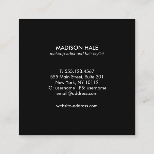 Eenvoudig Modern Roos Goud Koper Monogram Vierkante Visitekaartje (Achterkant)