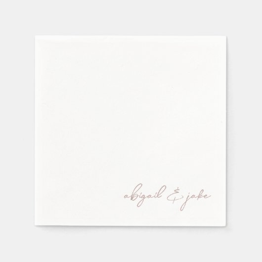 Eenvoudig Modern Roos Goud Script Namen Bruiloft Servet (Voorkant)