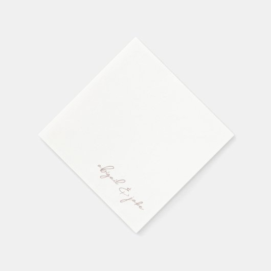 Eenvoudig Modern Roos Goud Script Namen Bruiloft Servet (Hoek)