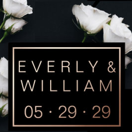 Eenvoudig Modern ROOS Gouden Grens Bruiloft RSVP Folie Uitnodiging Briefkaart