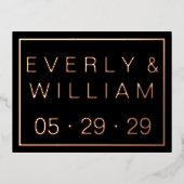 Eenvoudig Modern ROOS Gouden Grens Bruiloft RSVP Folie Uitnodiging Briefkaart (Voorkant)