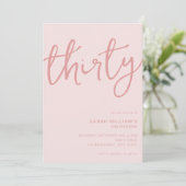 Eenvoudig Modern Roos Roze 30th Birthday Kaart (Staand voorkant)